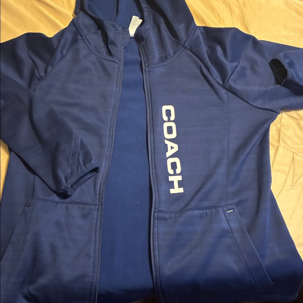 Coach Blue Zip-Up Hoodie beach body